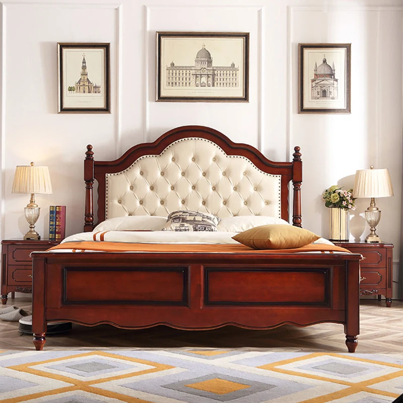 King Wood Nordic Double Bed Drawers High End Twin Frame Double Bed Headboard Luxury Letti Matrimoniali Furniture For Bedroom