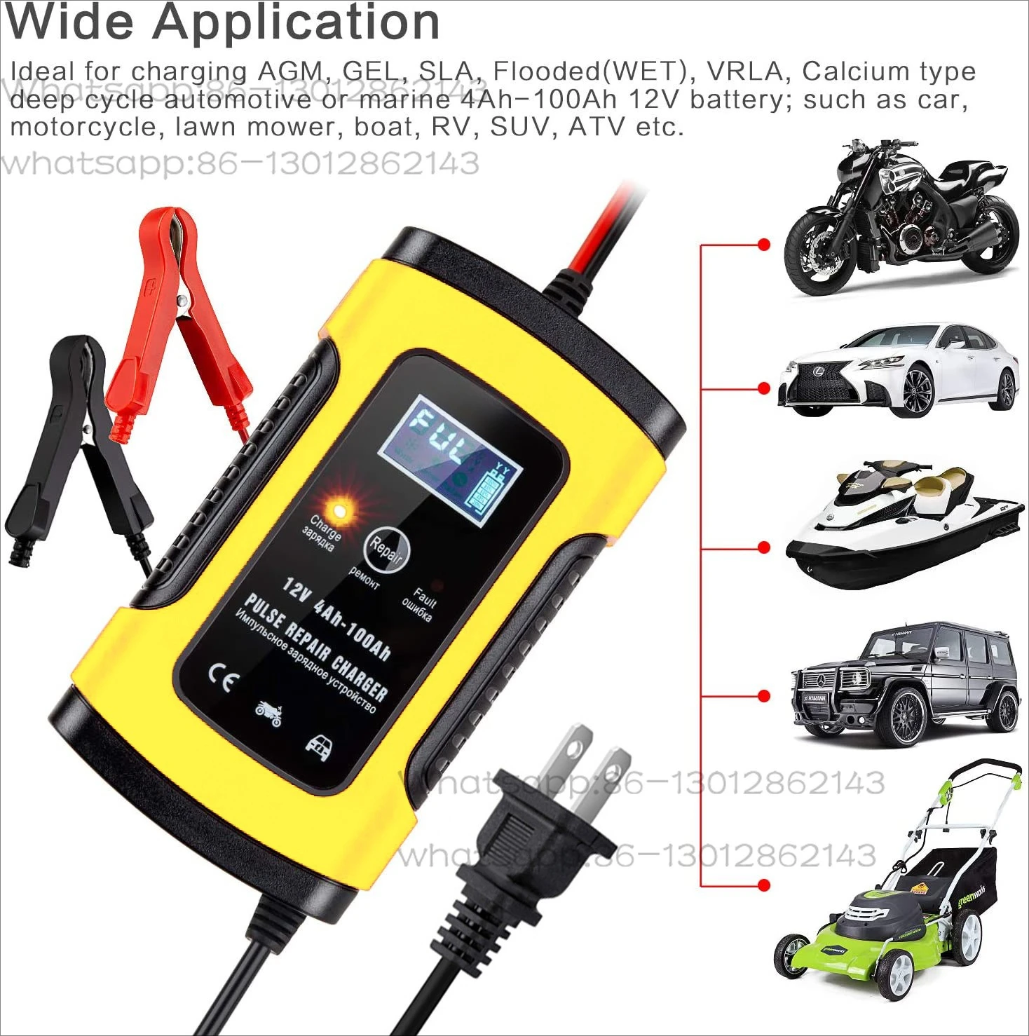 Cheap Price 12V 5A Pulse Repair Lead Acid Battery Charger Full-automatic Lawn Mower SUV Car Motorcycle Battery Charger