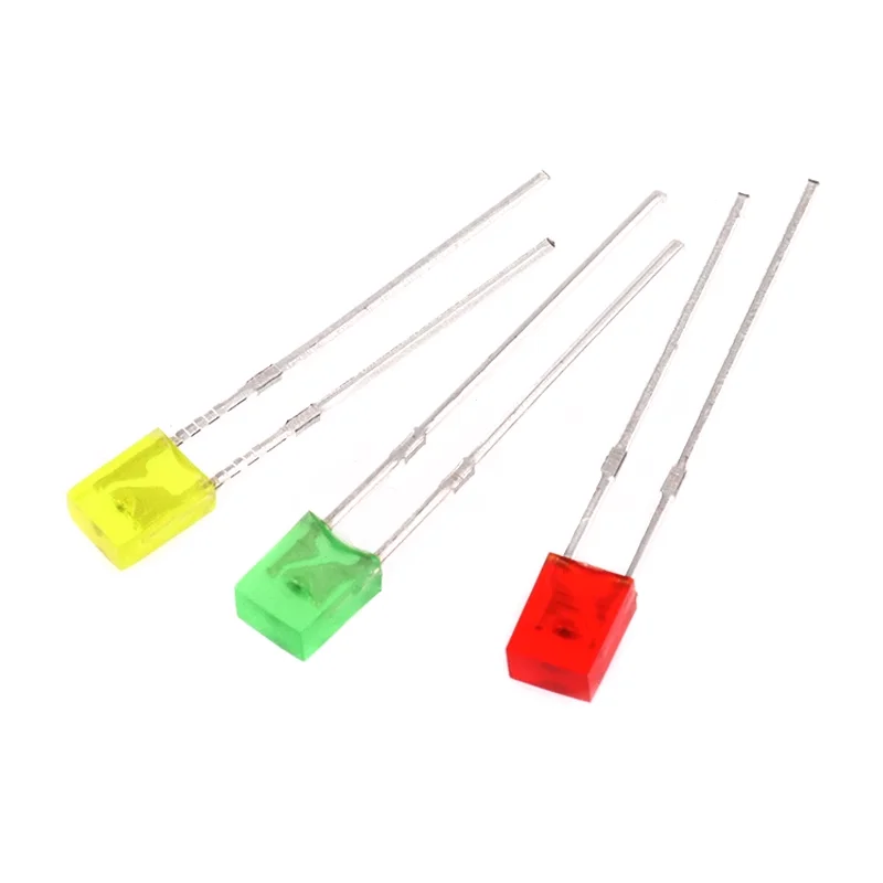 Diode électroluminescente LED carrée polyvalente, lampe électronique, kit de bricolage, blanc, rouge, jaune, vert, bleu, 2x3x4mm, 100 pièces, 234