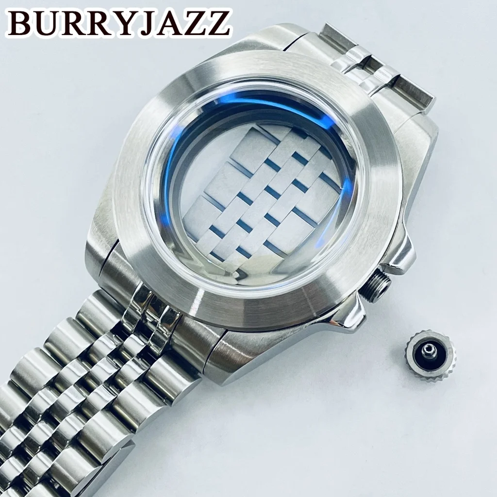 BURRYJAZZ40mm NH34NH35 NH72 NH36NH70 ETA2824 PT5000ตัวเรือนสแตนเลสปัดกระจกสีฟ้าโดม Glide LOCK