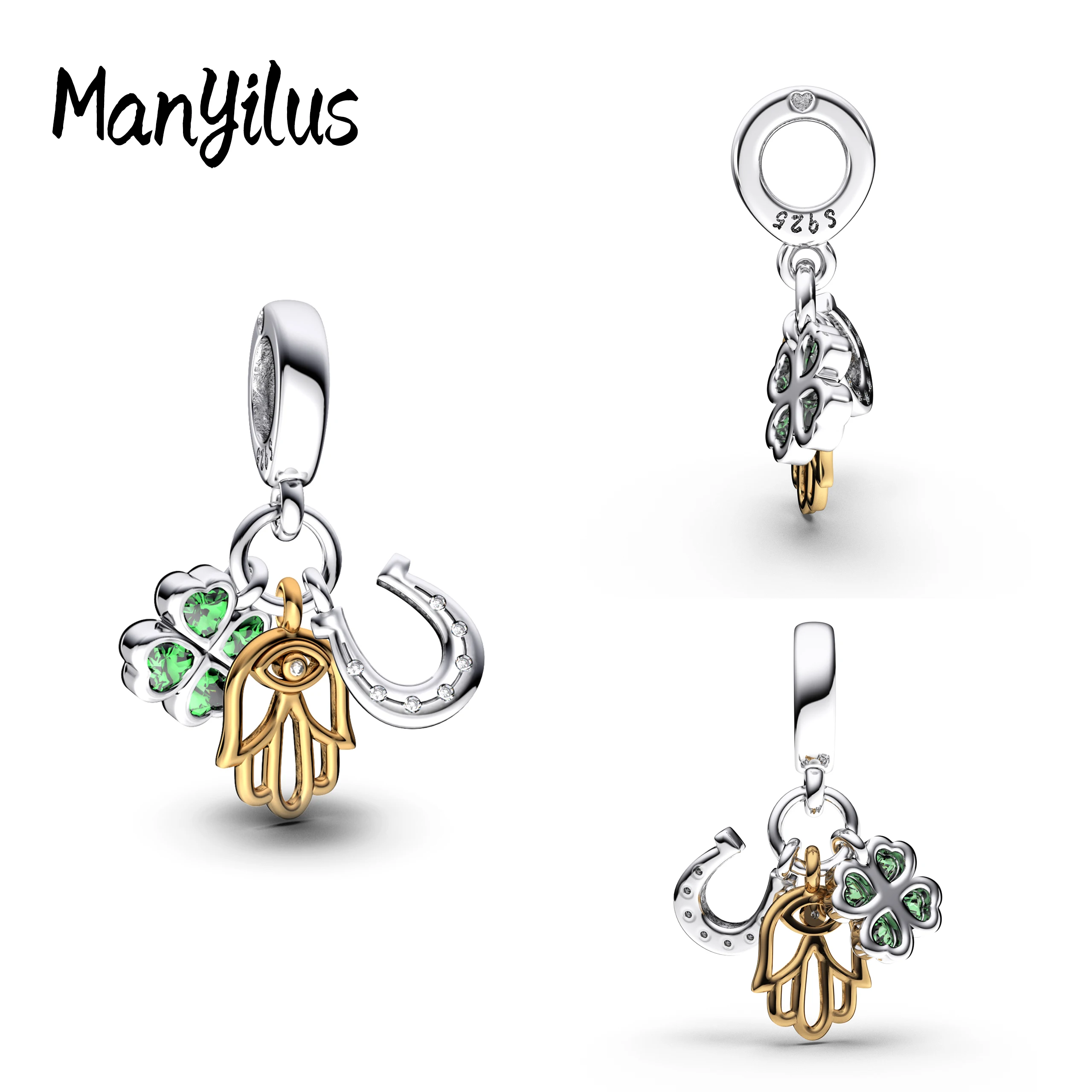 

Manyilus 2025 Hot Sale Lucky Four-leaf Clover Charms S925 Sterling Silver Bag Beads For Original Bracelet Charm Silver 925