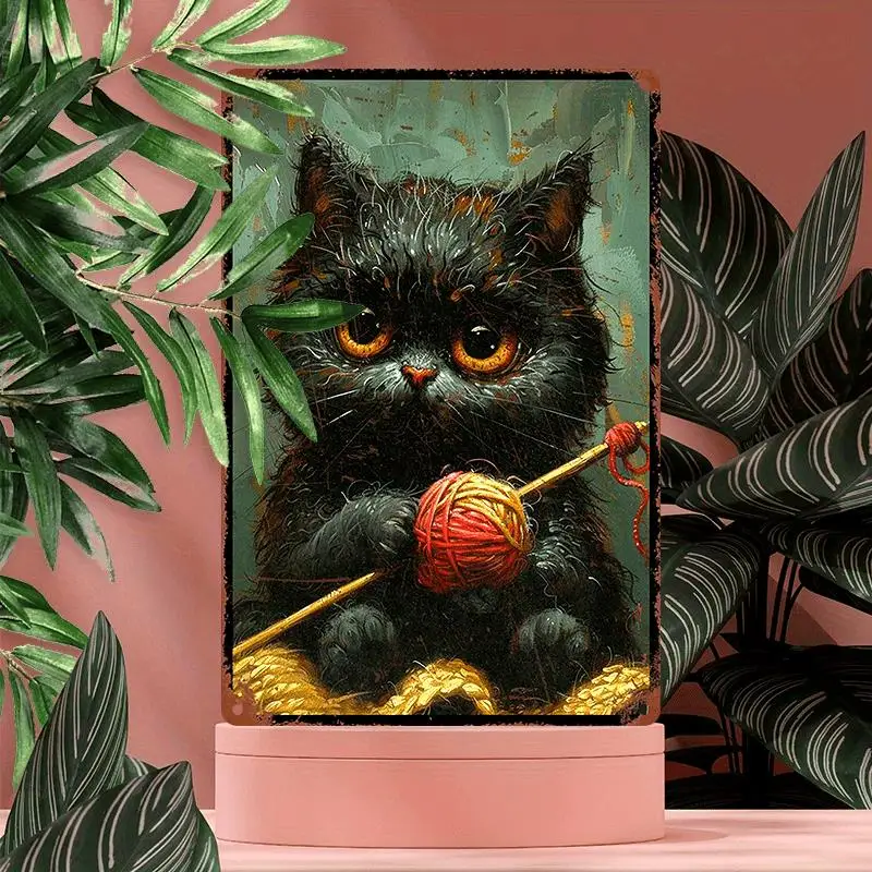 Cat Lover's Delight:  Tin Sign - 'I Do Cat Things & Know Stuff' - Scratch & UV Resistant, Easy-Hang Retro Decor for Home, Garage
