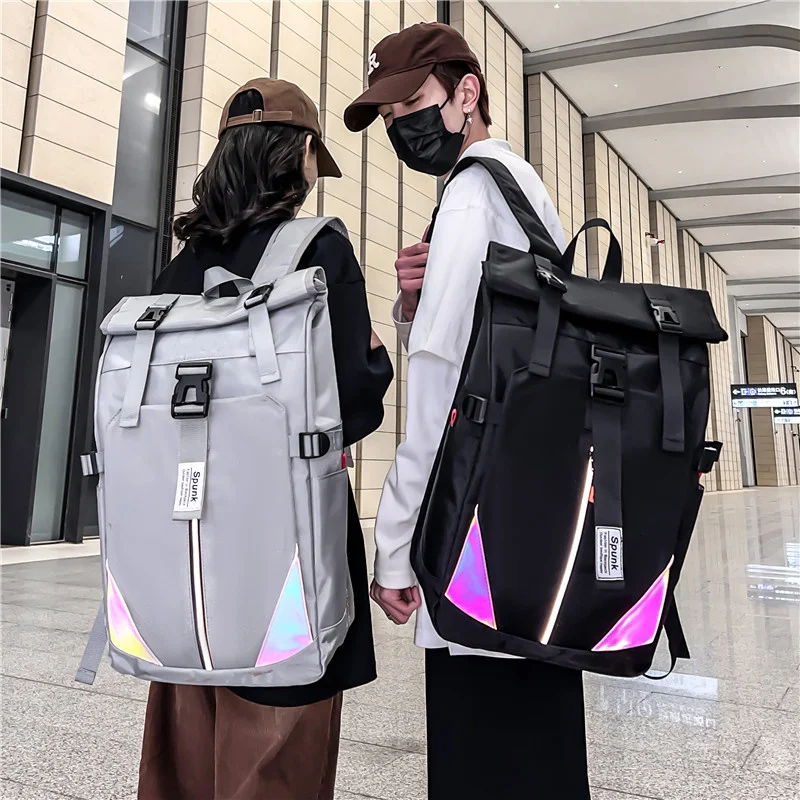 VC Cool Reflective Backpack Large Capacity Men's Travel Trend School for College Students Mochila Mujer