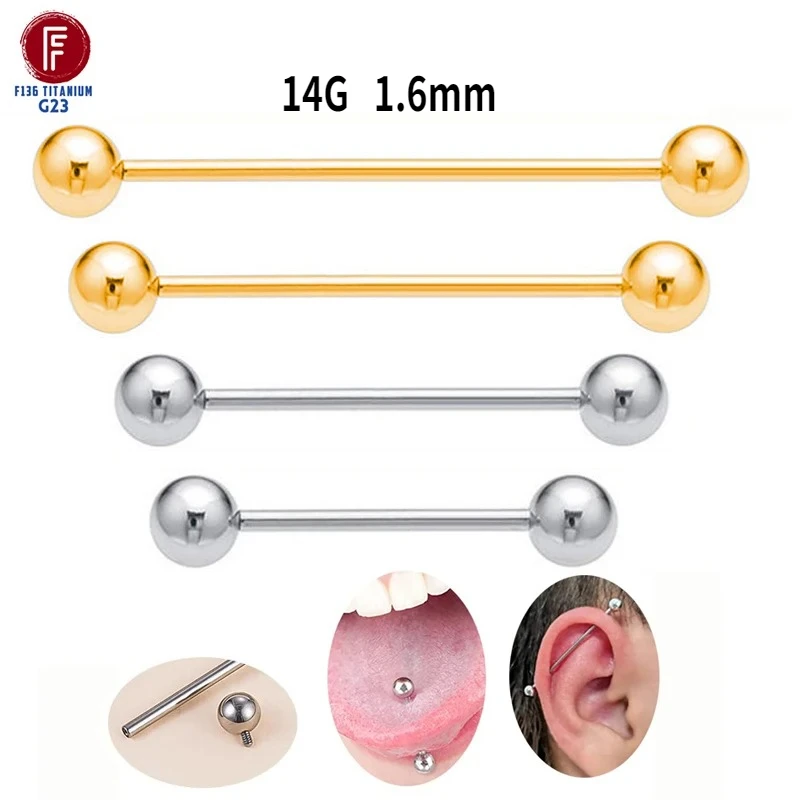 F136 Titan Helix Piercing Barbell Kugeln Nippel 14G Ohr Bar Stud Scharniersegment 6-42mm Tragus Piercing Zunge Körperschmuck