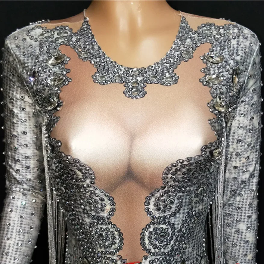 Luxe Avondfeest Prom Vieren Steentjes Vloerlengte Jurk Vrouwen Banket Fotoshoot Dragen Stage Performance Kostuum