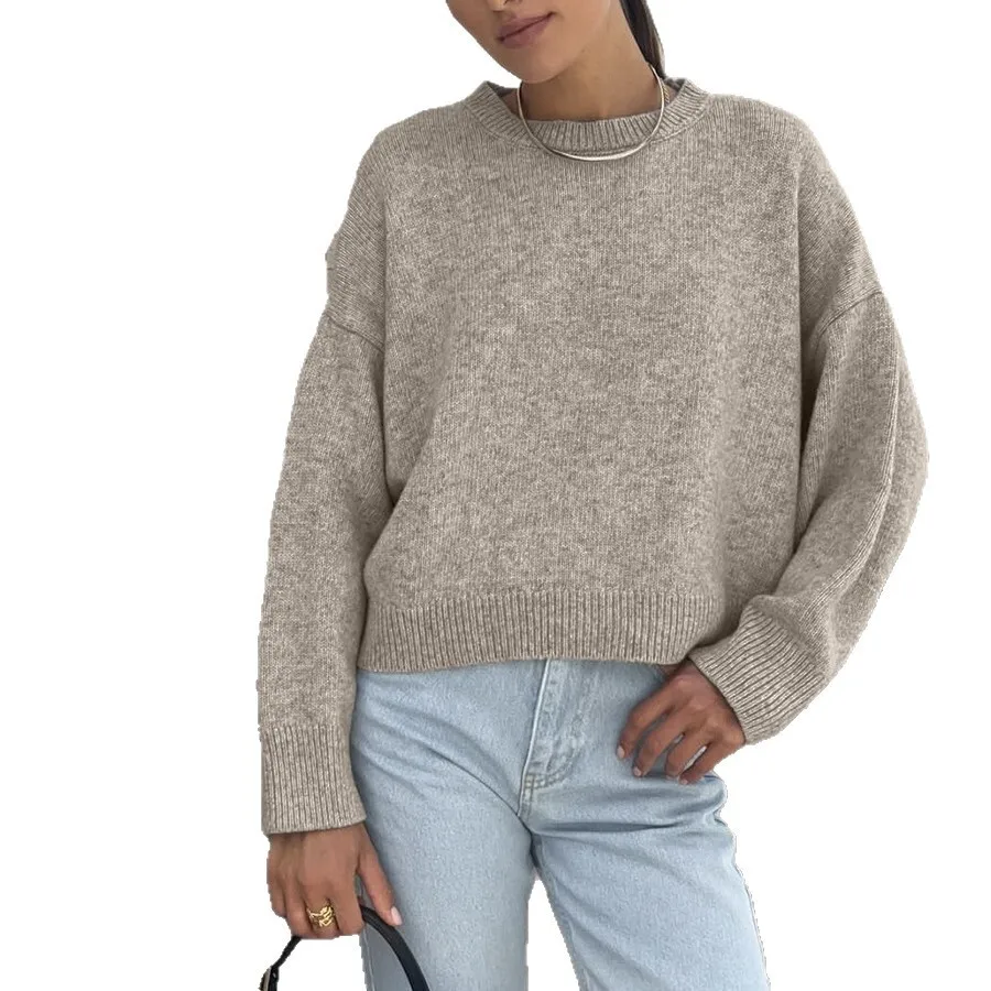 เสื้อสเวตเตอร์ UMI MAO สำหรับผู้หญิง ฤดูใบไม้ร่วง ฤดูหนาว แบบหนา คอกลม สั้น  ใส่ได้หลากหลาย สไตล์พื้นฐาน เสื้อผ้าผู้หญิง