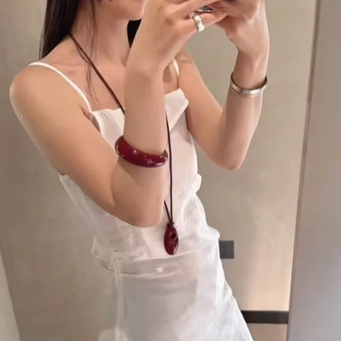 

Jenny&dave Wine Red Pendant Versatile Sweater Chain 2026 Jewelry Necklace Necklaces For Women