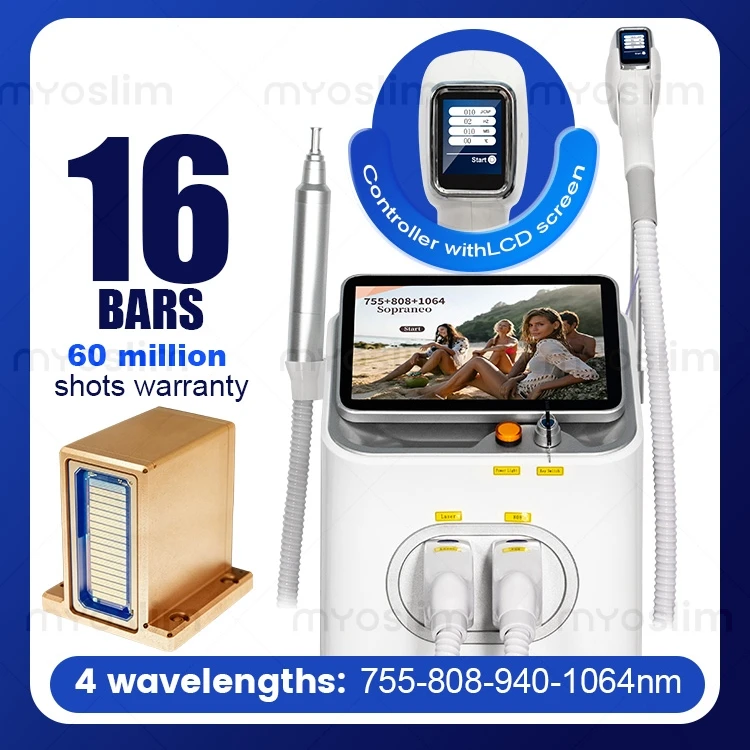 NEW Professional FAC 2 IN 1 Diode Laser 6000W Hair Removal Machine Pico Qswitch ND YAG Tattoo Removal Machine 4 Waves 808NM