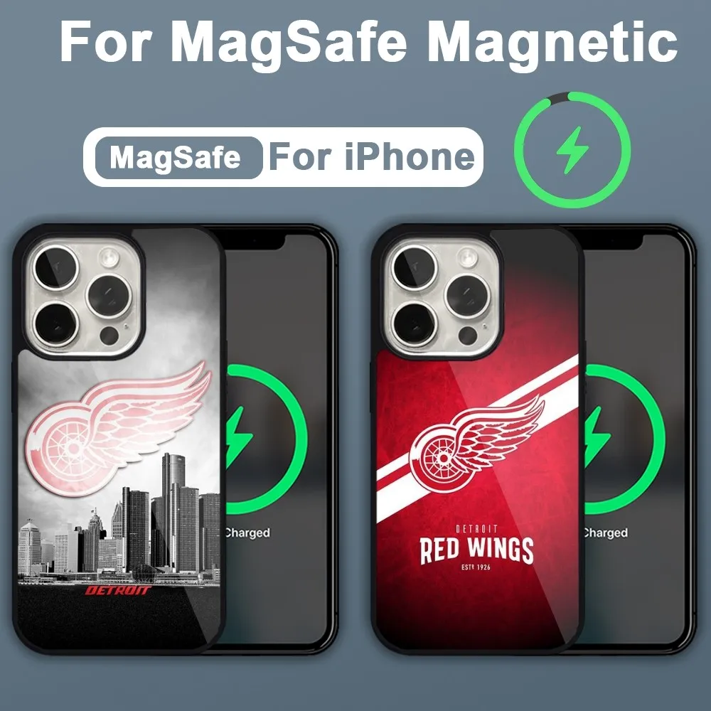 Detroit Red Wings Phone Case For iPhone 15 14 13 12 11 Pro Max Plus Magsafe Magnetic Wireless Charging Cover