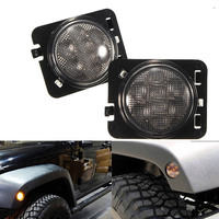 8 LED SMD Light Smoke Lens Turn Signal Indicator Light Front Fender Flares Side Marker Parking Lamp For Jeep Wrangler JK 2007~16