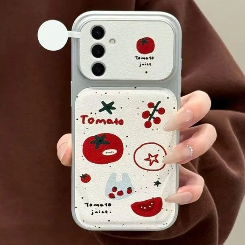 For Samsung Galaxy S26 Ultra Case Samsung S23 Ultra S24 S25 FE S26 Plus A57 5G A56 A55 A54 A53 Case Tomato Pattern Leather Cover