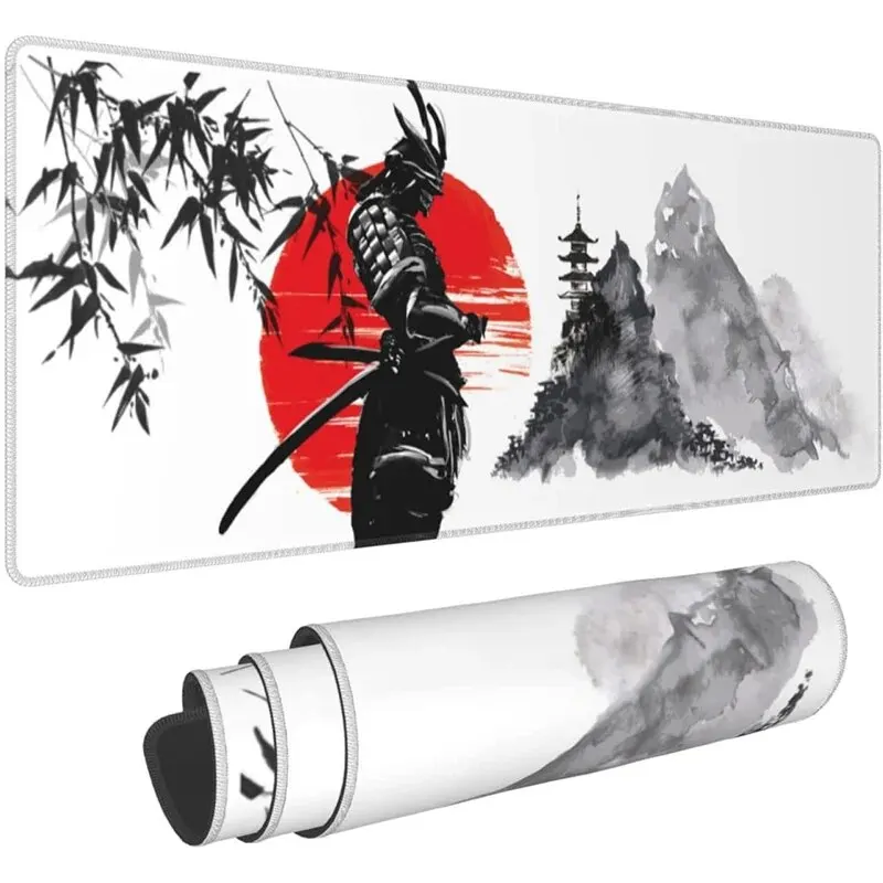 Japanese Samurai Tree Sun Mouse Pad Gaming XL New Computer Home Mousepad XXL Desk Mats Natural Rubber Office Anti Slip