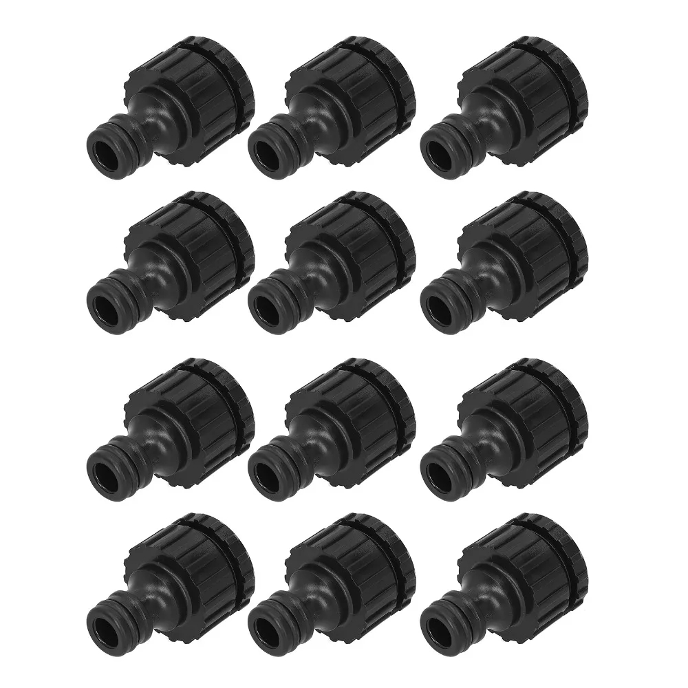 12PCS G1/2 or G3/4 Male Thread Garden Hose Adapter Easy Install Reusable Quick Connect Fittings Black Hose Connector Fittings