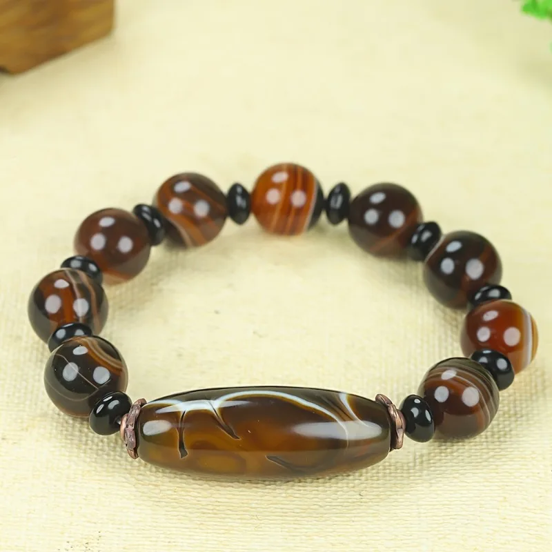 

Silk Agate Bead Bracelet, Classic Fashion Unisex Jewelry