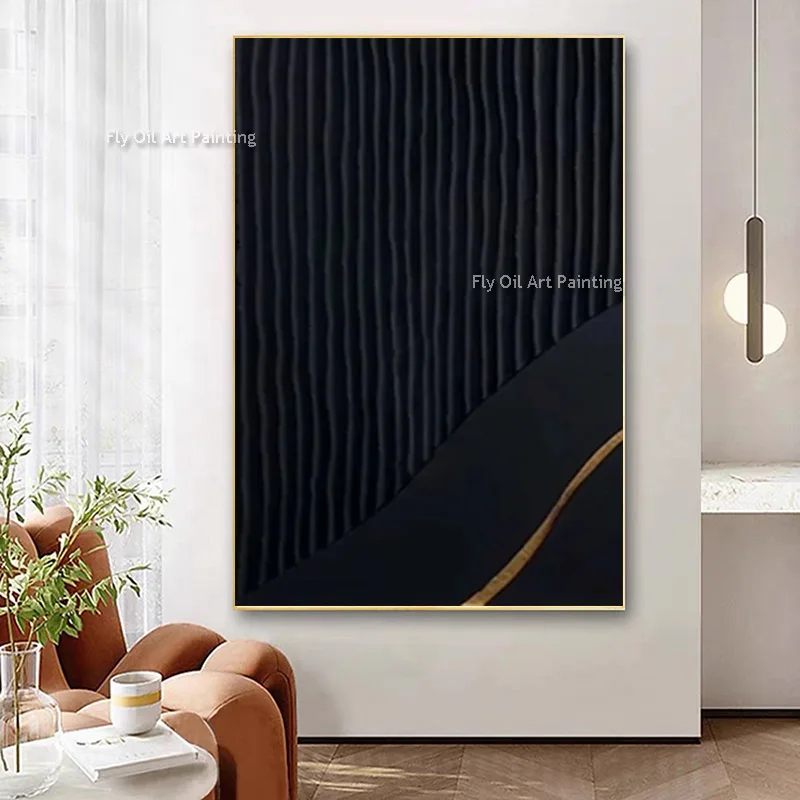 Black Brown Abstract Texture Thick Canvas Wall Art Hand Painted Set Of Two New Design Wall Art Decor For Living Room As Gifts