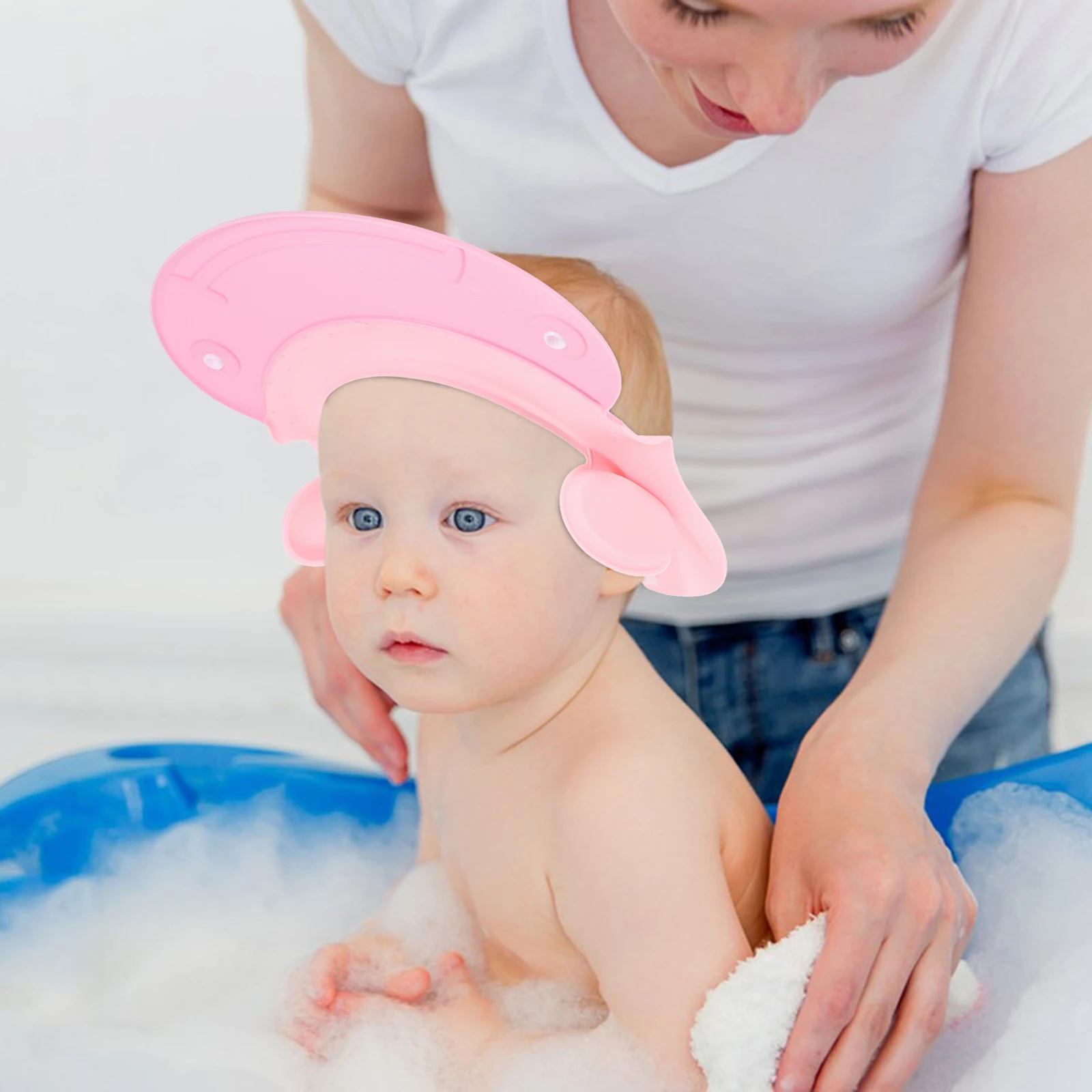 

Baby Bathing Hat Lovely Print Waterproof Ear Protection for Toddler Hair Wash Reusable Shampoo Bath Time Essential