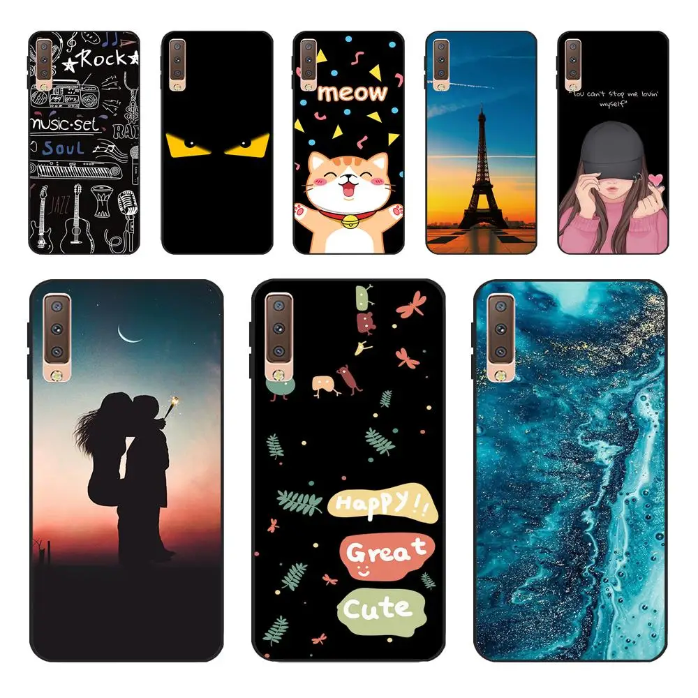 Cases For Samsung Galaxy A7 2018 Cover Silicon Color Phone Case Cover For Samsung A7 2018 A750 A750F 6.0 Inch protective shell