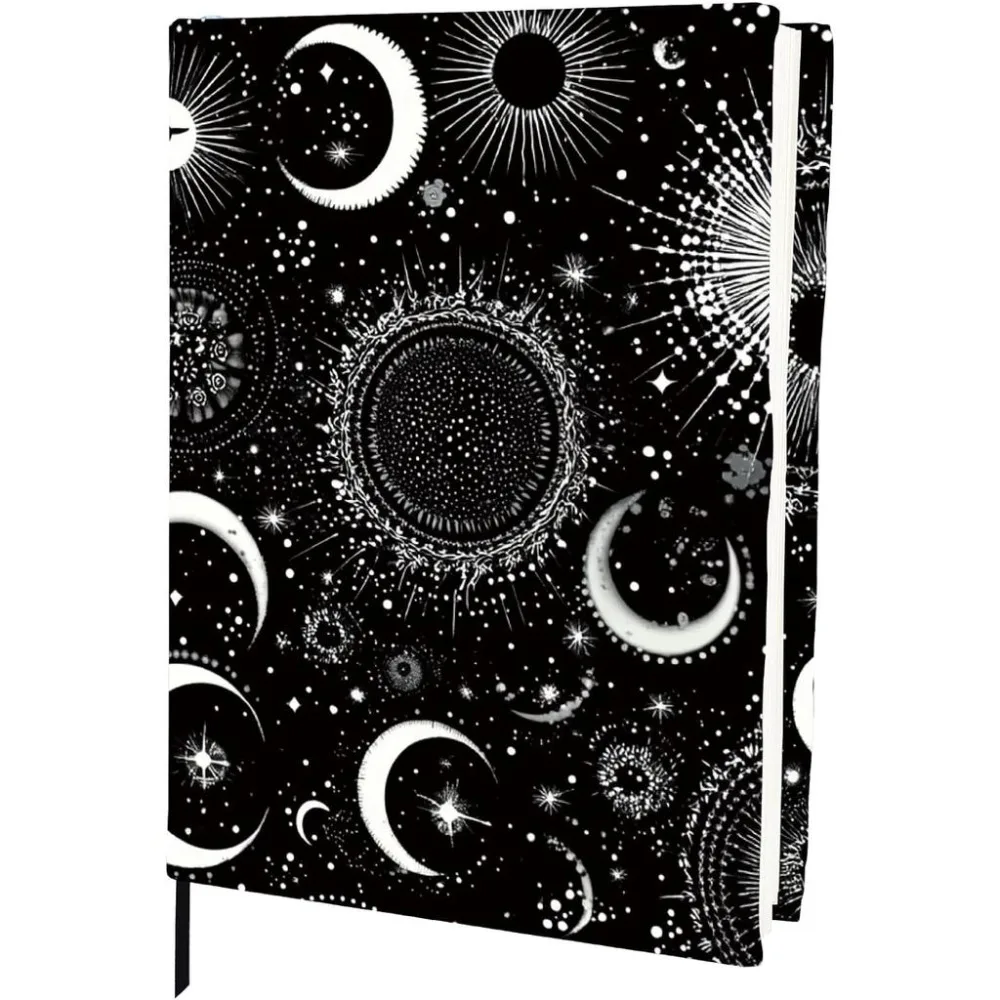 Moon Stretchable Book Cover for Large Book Star Black Jumbo Fabric Reusable Washable Nylon Protector Elastic Notebook Wraps