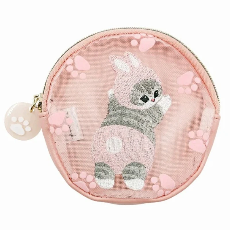 Mofusand Two-Dimensional Mini Coin Purse for Boys and Girls Earphone Storage Bag Creativity Embroidered Transparent Mesh Bag view 3