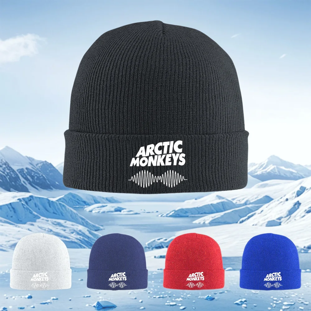 Arctic Monkeys text and waveform logo Men Women Unisex Knitted Hat Beanie Pullover Cap Winter Thermal Warm Christmas Outdoor Cyc