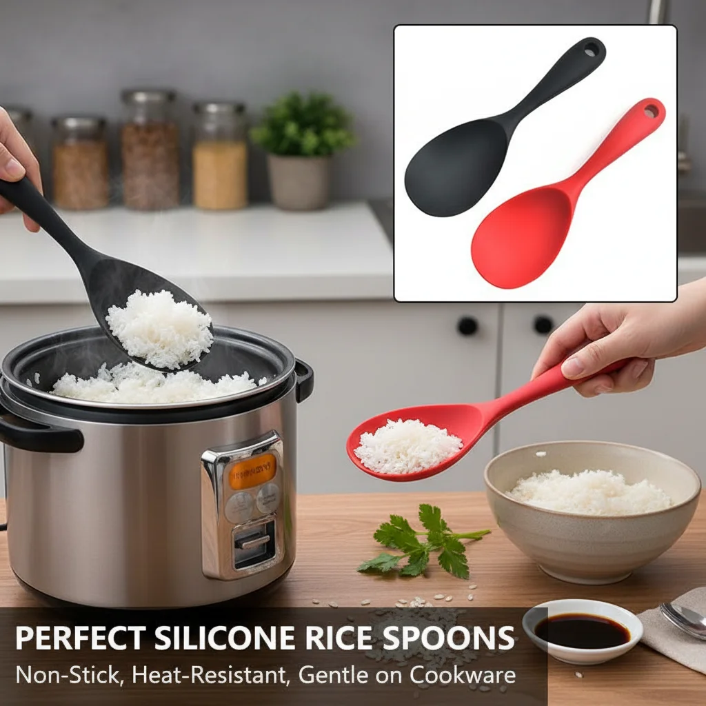 Hanging Silicone Rice Spoon Kitchen Ladle Non-stick Saucepan