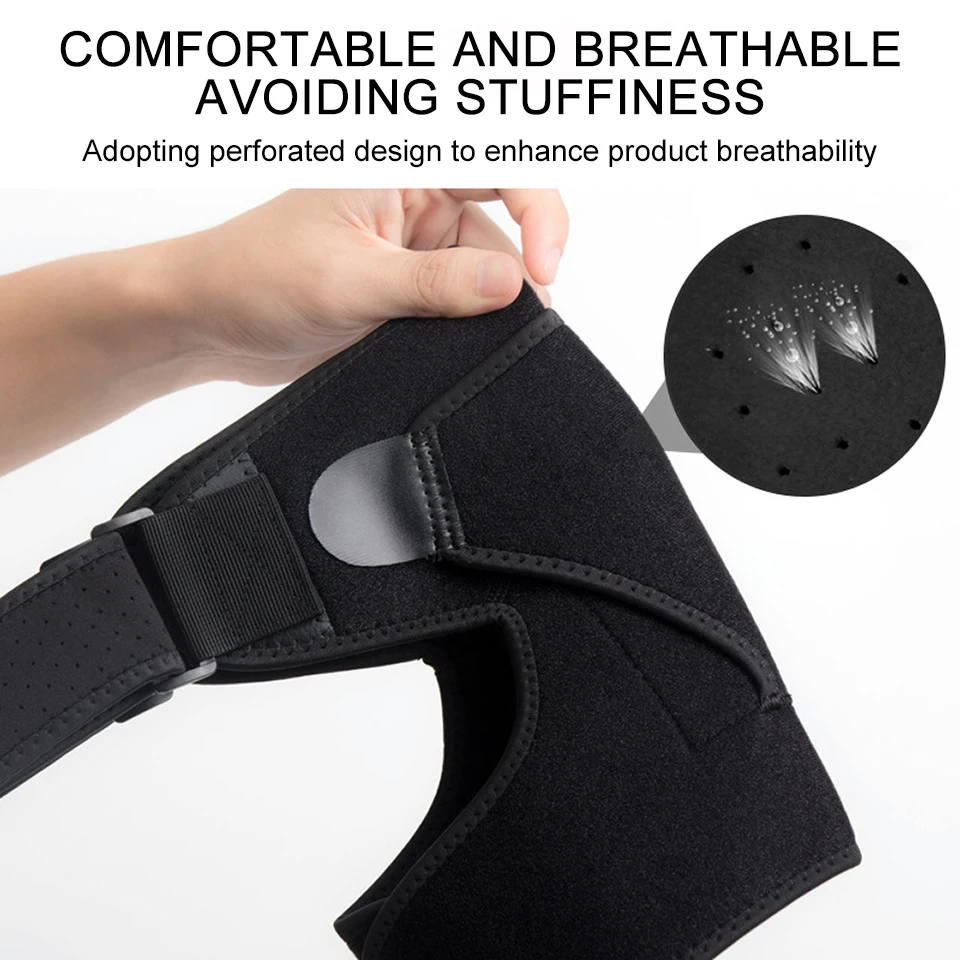 Guard Strap Wrap Belt Band Pads Adjustable Breathable Gym Sports Care Single Shoulder Support Back Brace Black Bandage Men women