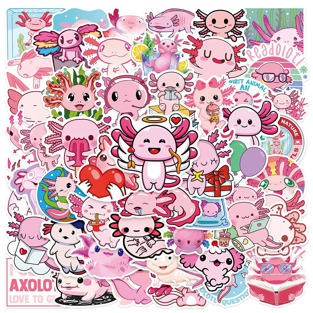 

10/30/50pcs Animal Axolotl Graffiti Stickers Kawaii Cartoon Sticker Notebook Car Bike Stationery Waterproof Decals Fun for Kids