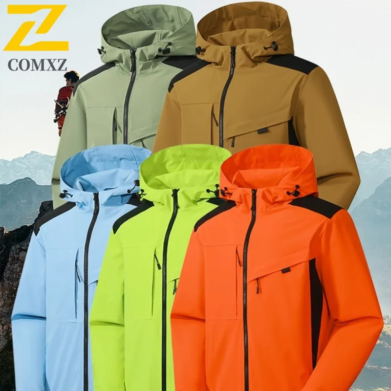 

Мужская уличная спортивная ветровка с твердым корпусом, весенне-осенняя водонепроницаемая ветрозащитная уличная куртка для пешего туризма, альпинизма, дышащее пальто