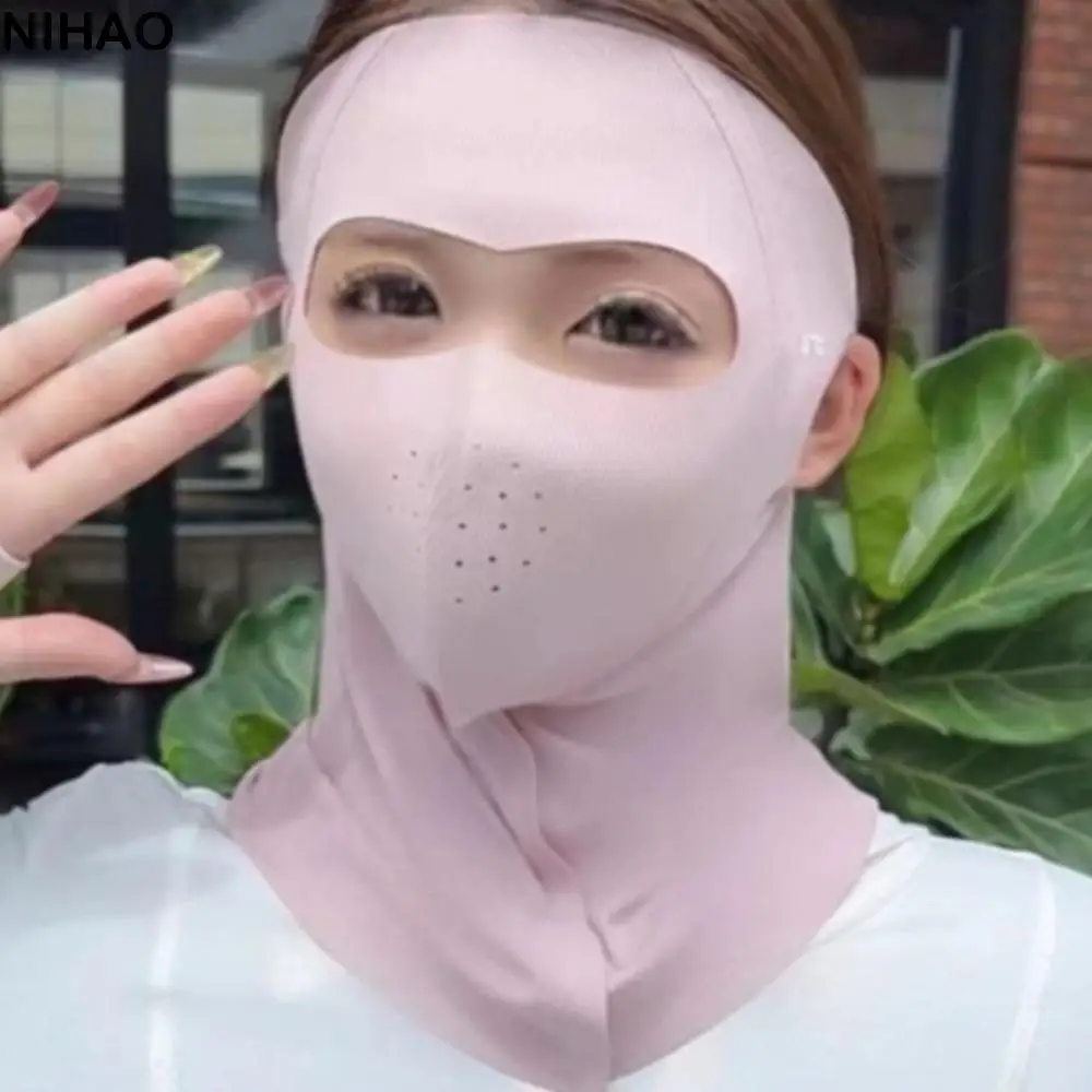 

Thin Summer Full-Face Sunscreen Veil Anti UV Breathable Ice Silk Face Cover UPF 50+ Outdoor Neck Wrap Cover Unisex