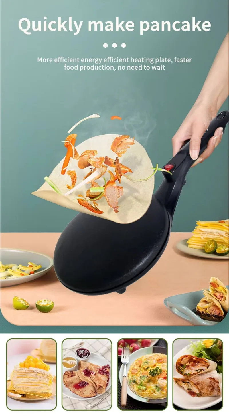 Electric Crepe Maker Breakfast Pizza Machine Pancake Baking Pan Cake Non-Stick Griddle Chinese Spring Roll Cooking Tools