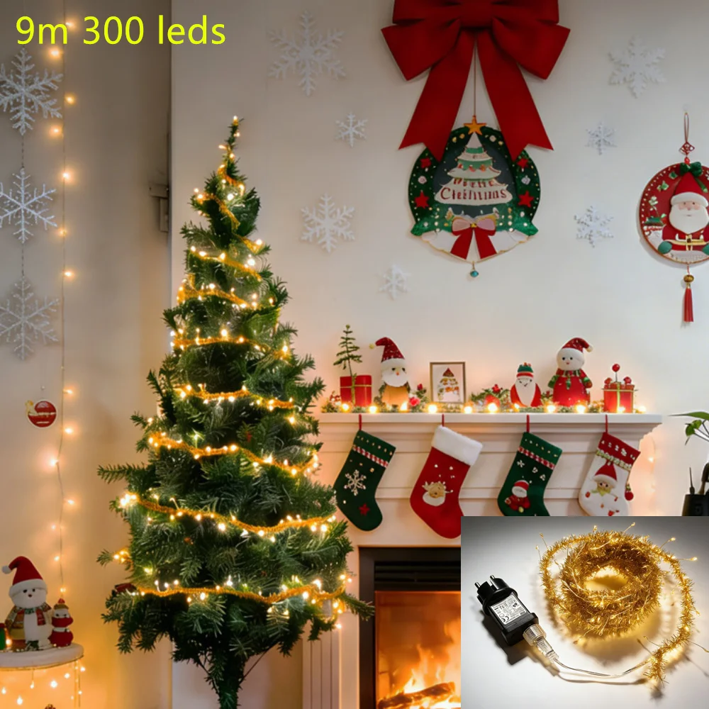 9M 300LED Fairy Lights LED String Copper Wire Christmas Tree Light Ribbon Garland For New Year Street Home Party Decor