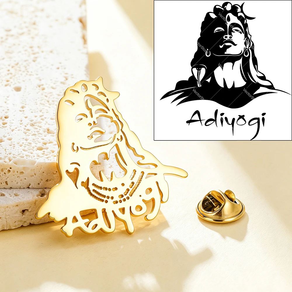 Lord Shiva Brooch Hindu Deity Mahadev Spiritual Symbol Lapel Pins Accessories for Bag Hat Stainless Steel Buddhist Jewelry