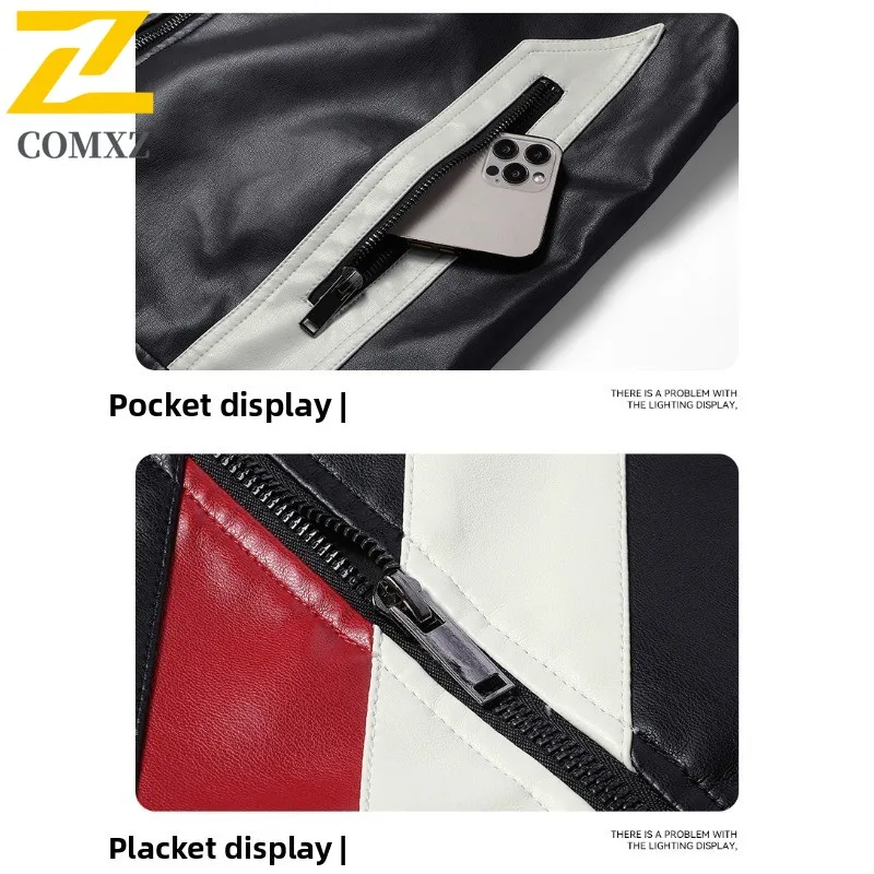 سترة واقية كلاسيكية للرجال بقصة ضيقة من جلد البولي يوريثان معطف دراجة نارية على الطراز الأمريكي مقاوم للماء ومقاوم للرياح ملابس خروج كلاسيكية ملابس الخريف #4