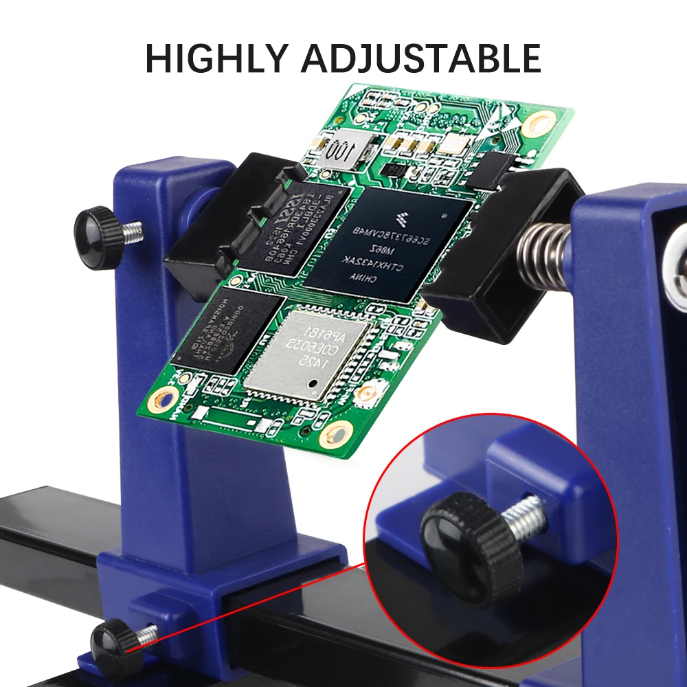 360 ° Rotation PCB Holder Jig Soldering Assembly Stand Printed Circuit Board 0-200mm Clamp Repair Tools Adjustable