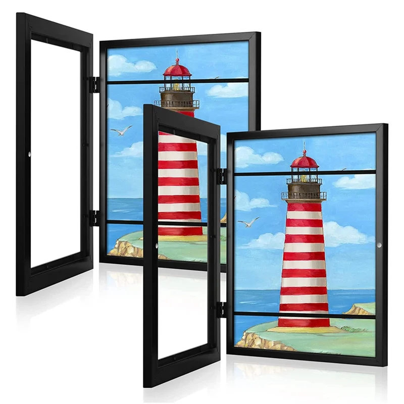 AT02-Kids Art Frames, Front Opening Kids Artwork Frames Changeable, Artwork Display Storage Frame For A4 Paper - 2PCS