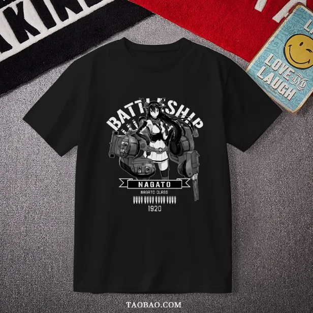 Anime Kancolle IJN Nagato Short Sleeve T-shirt Summer Cosplay Costume Casual Student Loose Tops