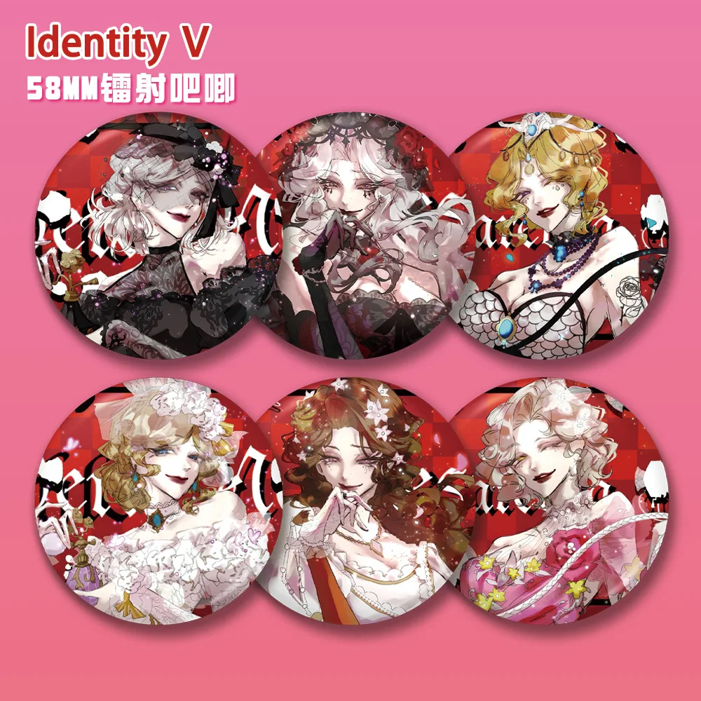 

58MM Identity V Perfumer Vera Female Dancer Psychologist Brooch Woman Cartoon Bag Accessories Decoration Badge Pin Fans Gift