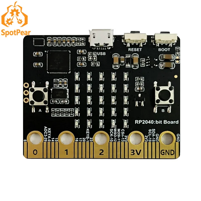 Raspberry Pi Pico RP2040 bit board Size & Port high Compatible BBC micro bit Onboard RP2040 chip 5x5 LEDs User buttons