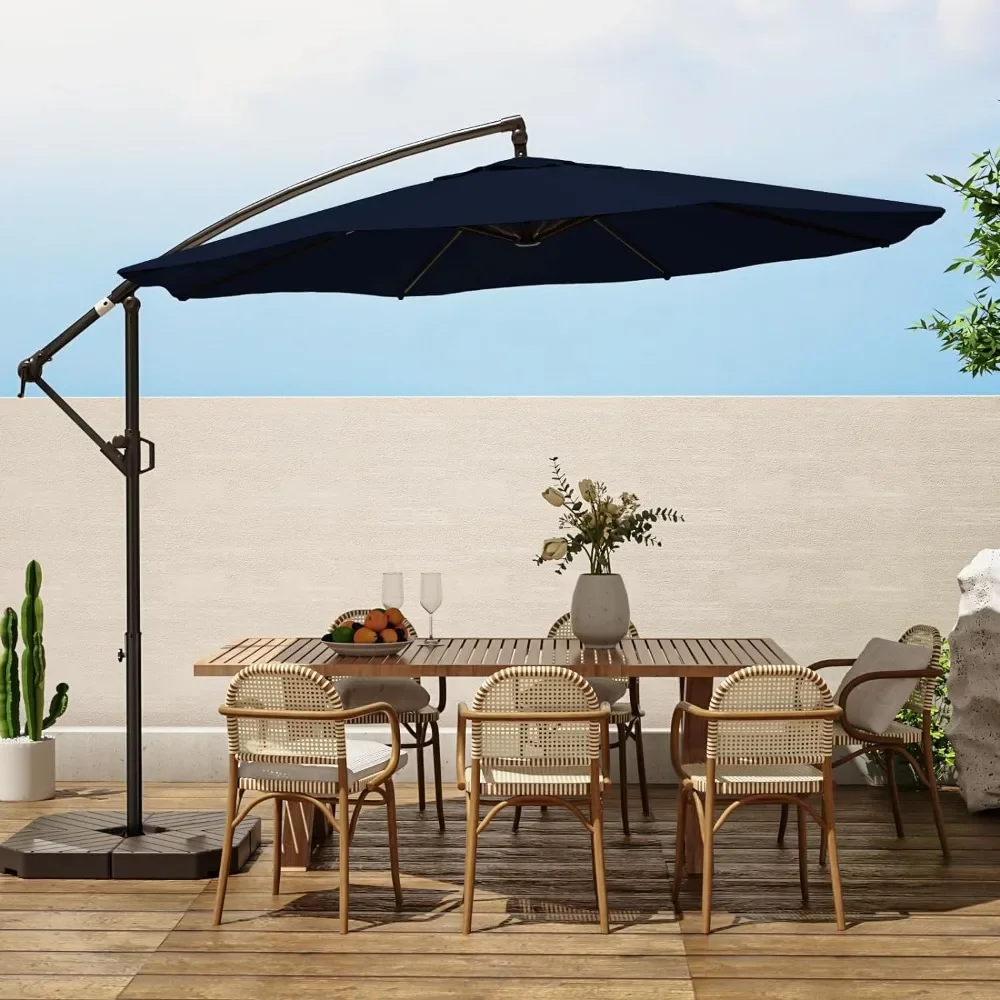 

Patio Offset Hanging Umbrella 10 FT Cantilever Outdoor Umbrellas w/Infinite Tilt, Fade Resistant Waterproof Solution-Dyed