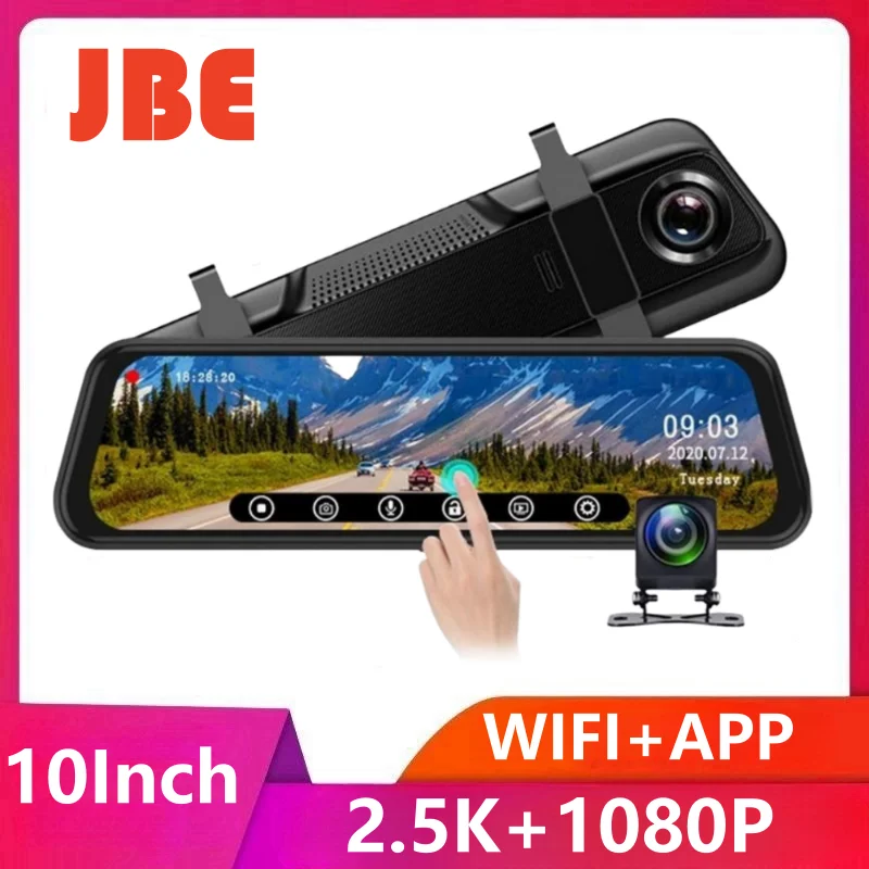 

Mirror DVR Car Video Recorder Ultra HD 2.5K Dash Cam Registrar 1080P 10-Inch Rear View Camera Night Vision Vehicle Black Box