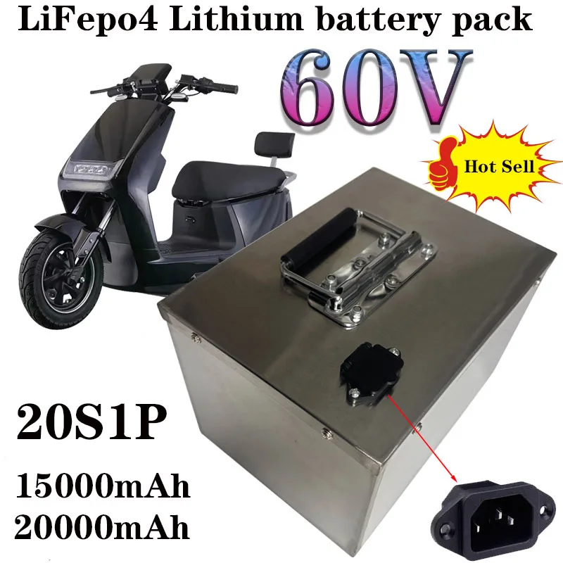 60V15ah 20ah LiFepo4 battery pack with BMS suitable for 60V two-wheeled electric motorcycles, tricycles, wheelchairs, etc.