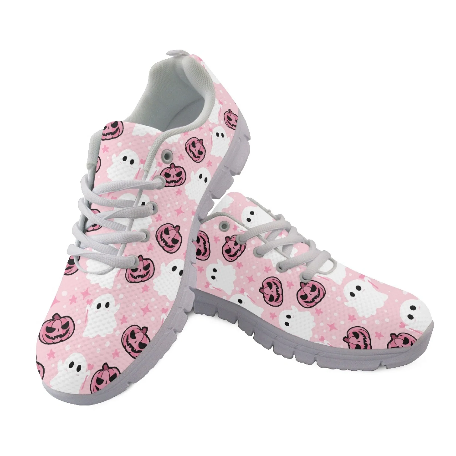 Coloranimal Ghost Pumpkin Print Women Sneakers Breathable Anti-Slip Women Running Shoes for Hiking