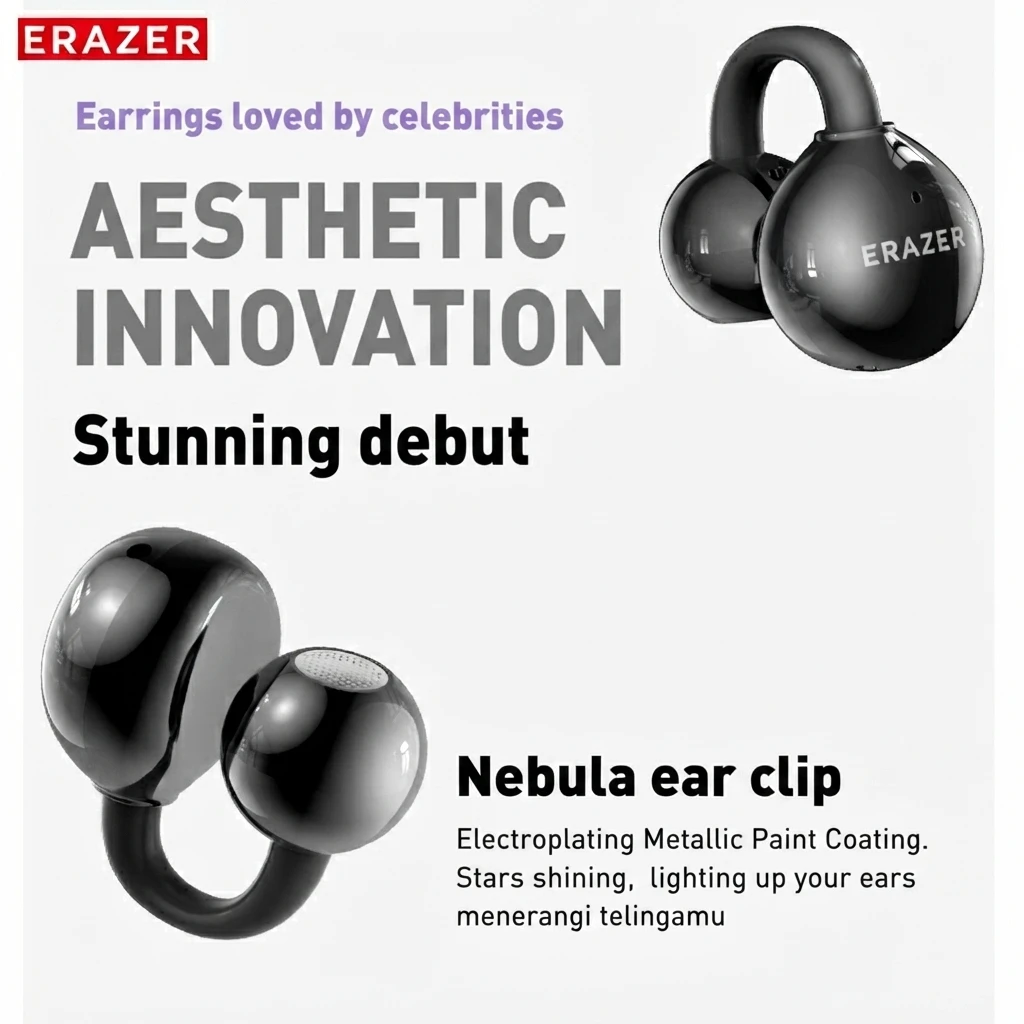 ERAZER XF55 OWS Ear Clip Bluetooth Earbuds AI Translator Open Ear Headphones ENC Noise Cancelling HD Stereo IPX5 Longlife image 5