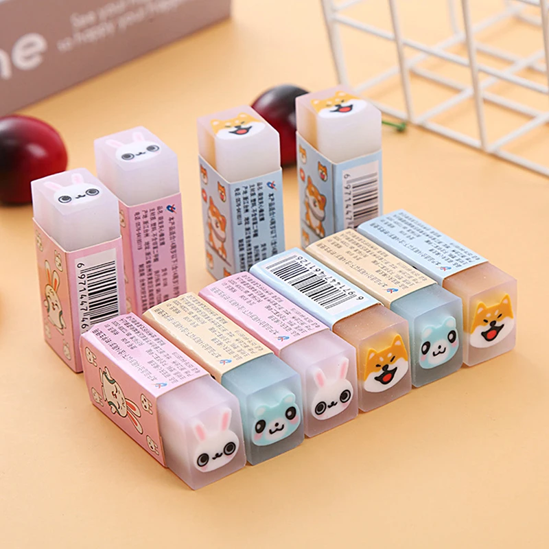 Kawaii Animals Cartoon Rubber Eraser Pencil Eraser Novelty School Office Supplies Student Prizes Fruit Eraser Gift