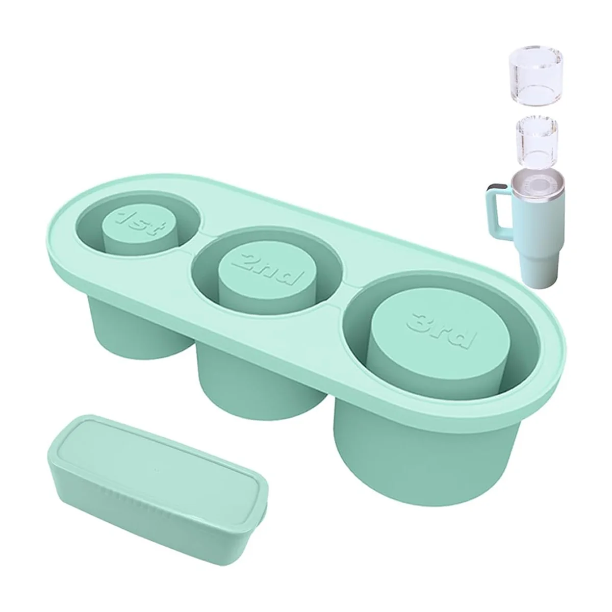 Silicone Ice Molds for Stanley Cup 20-40 Oz Ice Tray for Water Bottles Cylinder-Shaped Ice Trays for Freezer Green