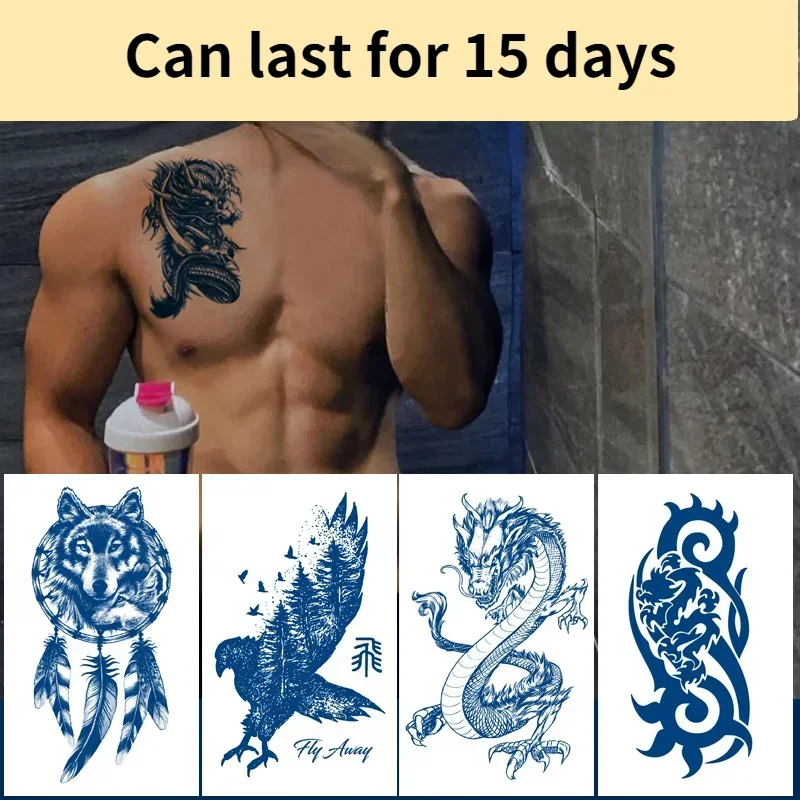 Big Size Blue Snake Waterproof Temporary Tattoo Stickers for Women Men Body Art Waist Decals Fake Tatto Tatuajes Temporales