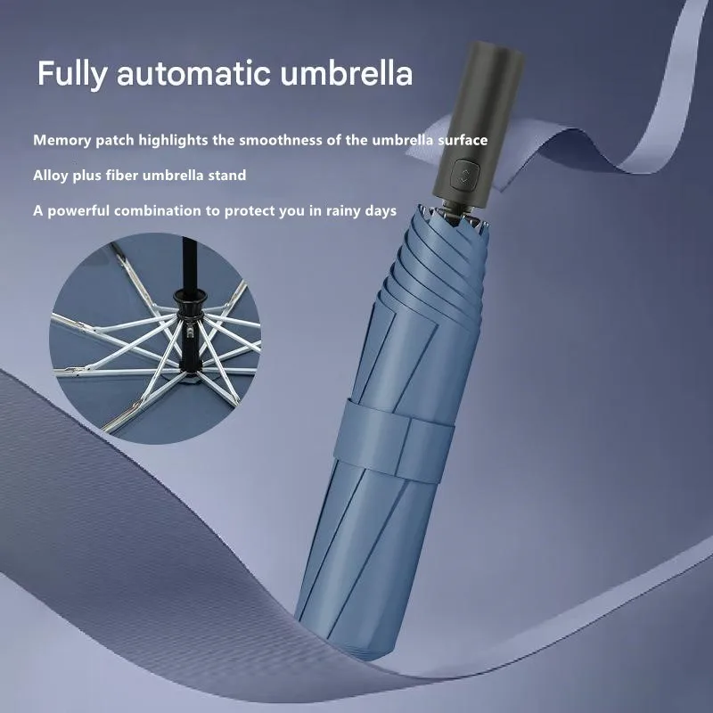مظلة شمسية أوتوماتيكية بالكامل رقعة الذاكرة مظلة خالية من الطي كبيرة سميكة معززة متينة قابلة للطي مظلة مثبتة على السيارة