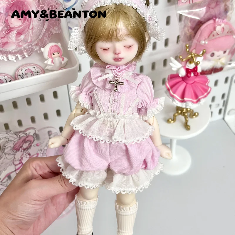 1/6 BJD Doll Clothes Japanese Rojita Y2k Pink Top Shorts Headband Collar Socks Outfit Set Dress Up Accessories No Doll Included