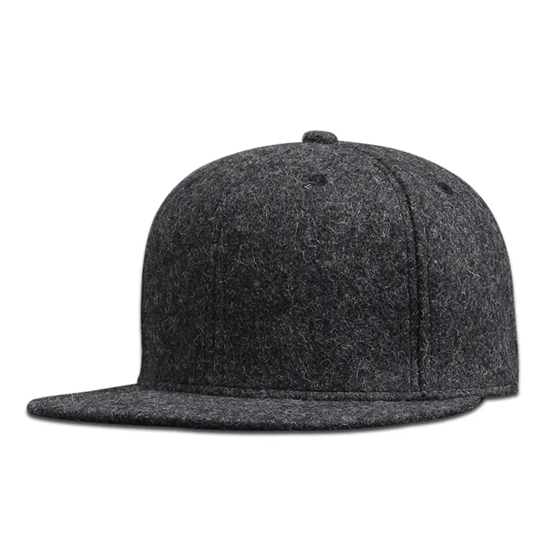 Man Plus Size Fitted Baseball Cap Big Size Hip Hop Wool Hat Back Closed Large Size Felt Snapback Cap 56cm 58cm 60cm 62cm 64cm