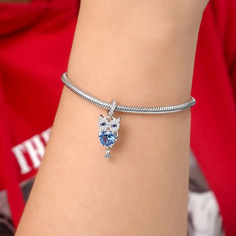 New 925 Fashion Sterling Silver Owl Ladybug Magpie Sunflower Pendant Charm Fit Original Bracelet DIY Fine Jewelry Gift